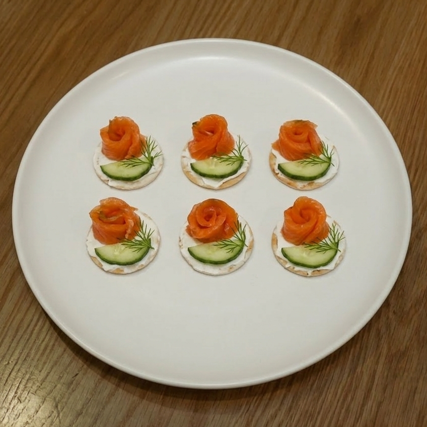Salmon, cucumber & cream cheese Cracker
